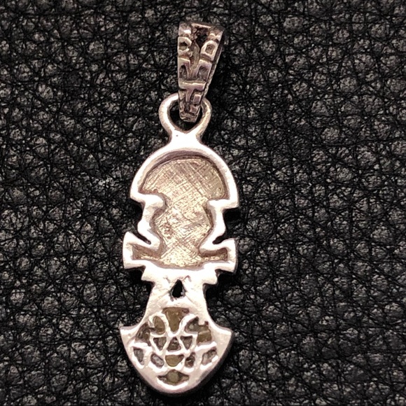 Vintage Inca Tumi Sterling Silver Chrysocolla  Inlay Pendant Charm - Picture 2 of 7